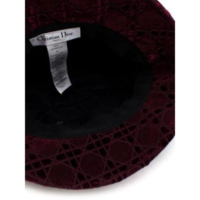 Dior Velvet D-Bobby Burgundy Bucket Hat - Size 57 For Sale 3