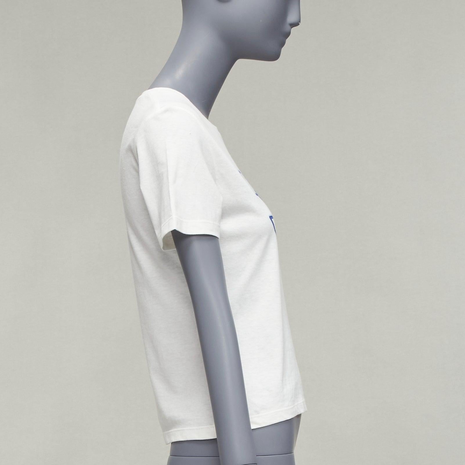 Women's DIOR Vibe blue star logo graphic print white cotton linen short sleeve tshirt XS For Sale