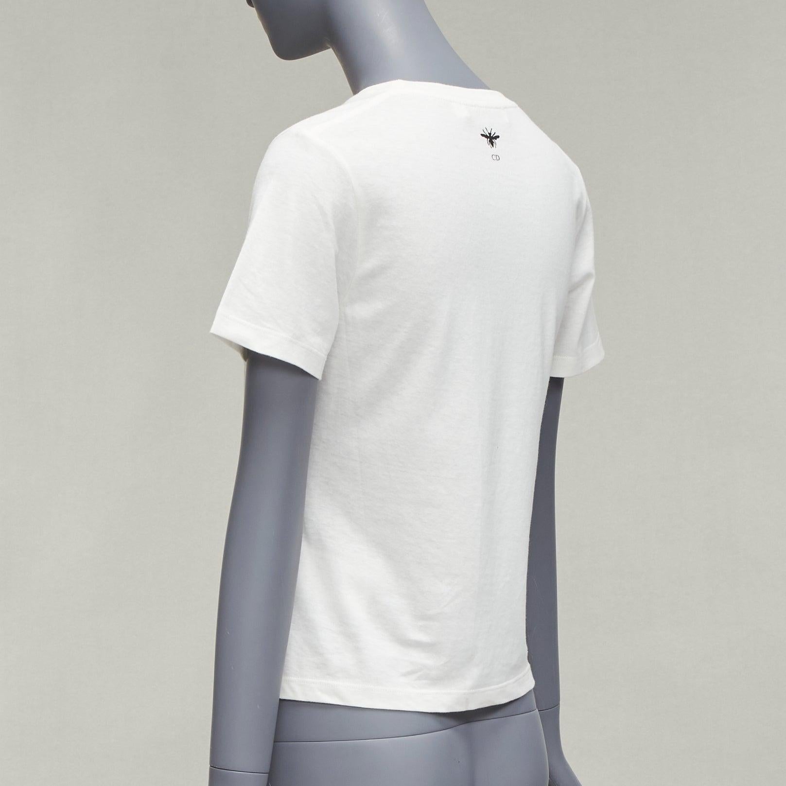 DIOR Vibe blue star logo graphic print white cotton linen short sleeve tshirt XS For Sale 2