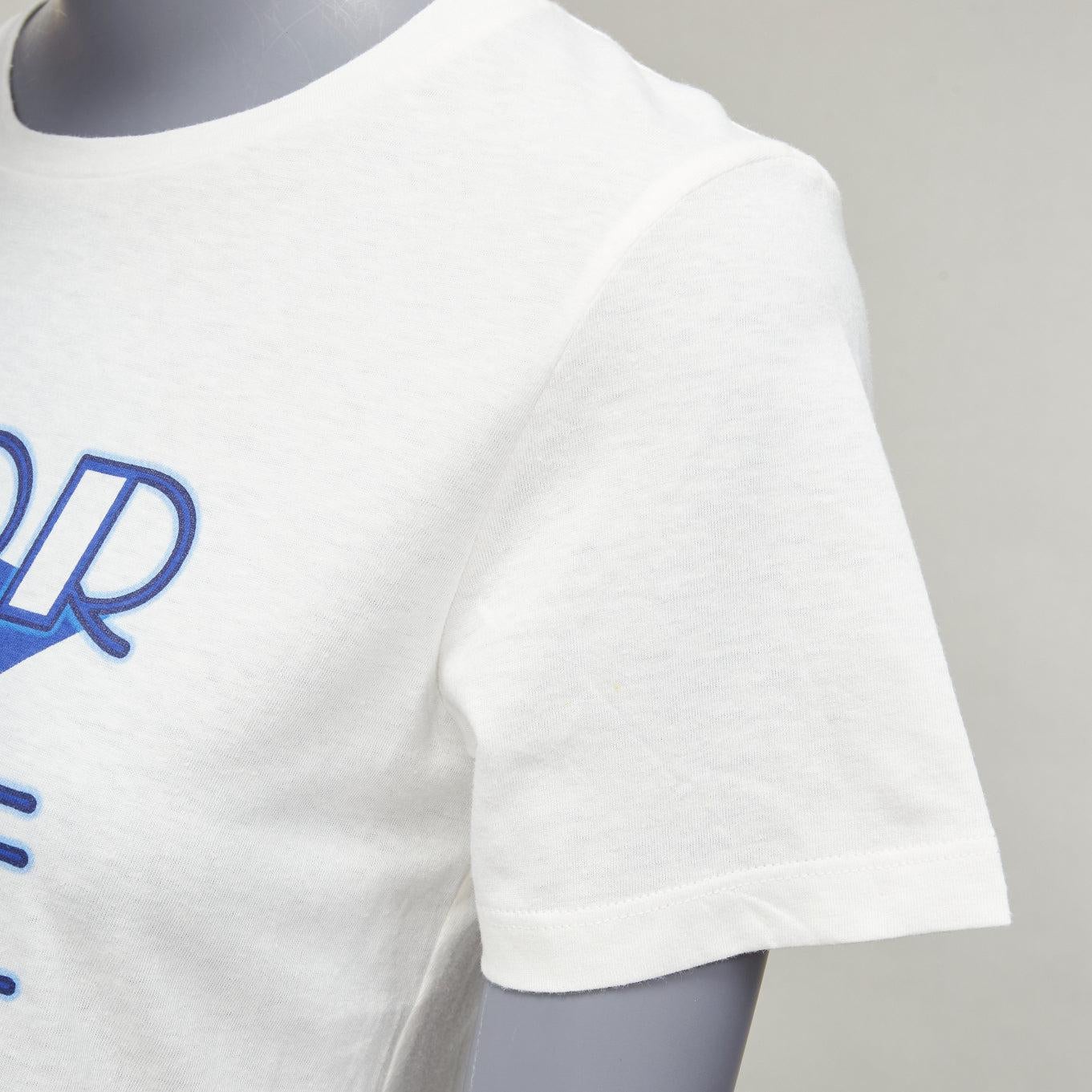 DIOR Vibe blue star logo graphic print white cotton linen short sleeve tshirt XS For Sale 4