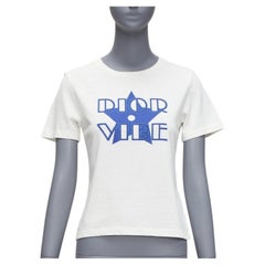 DIOR Vibe blue star logo graphic print white cotton linen short sleeve tshirt XS