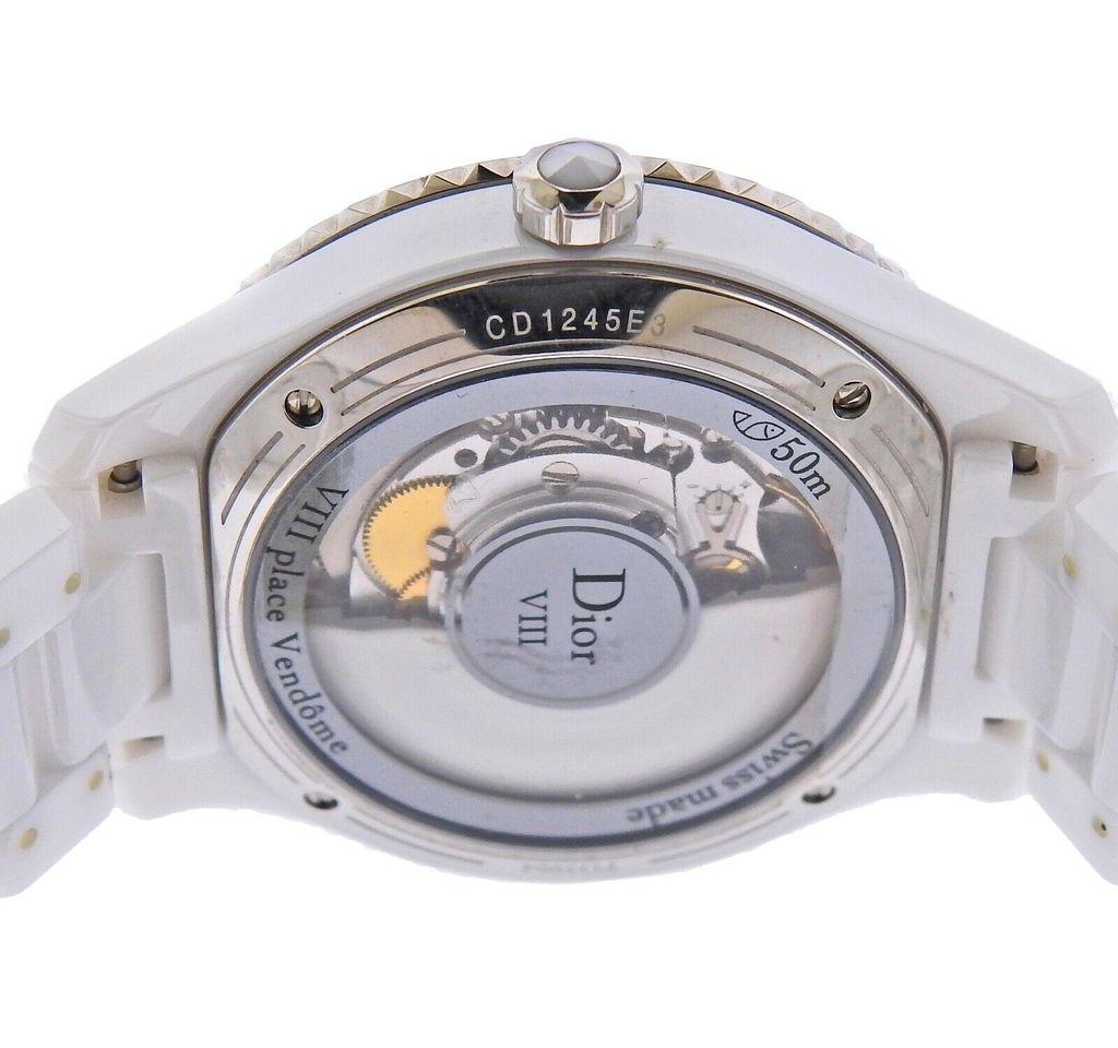 Round Cut Dior VIII Automatic Diamond White Ceramic Watch CD1245E3C003