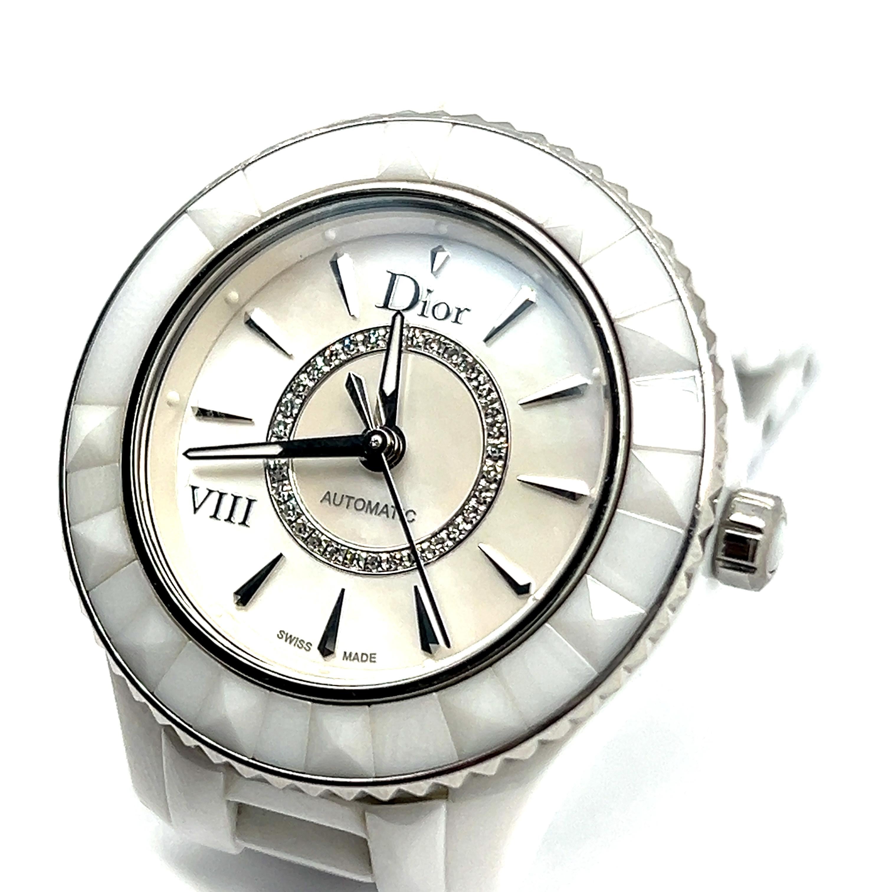 Dior VIII Ceramic Automatic Watch with Diamonds For Sale 4