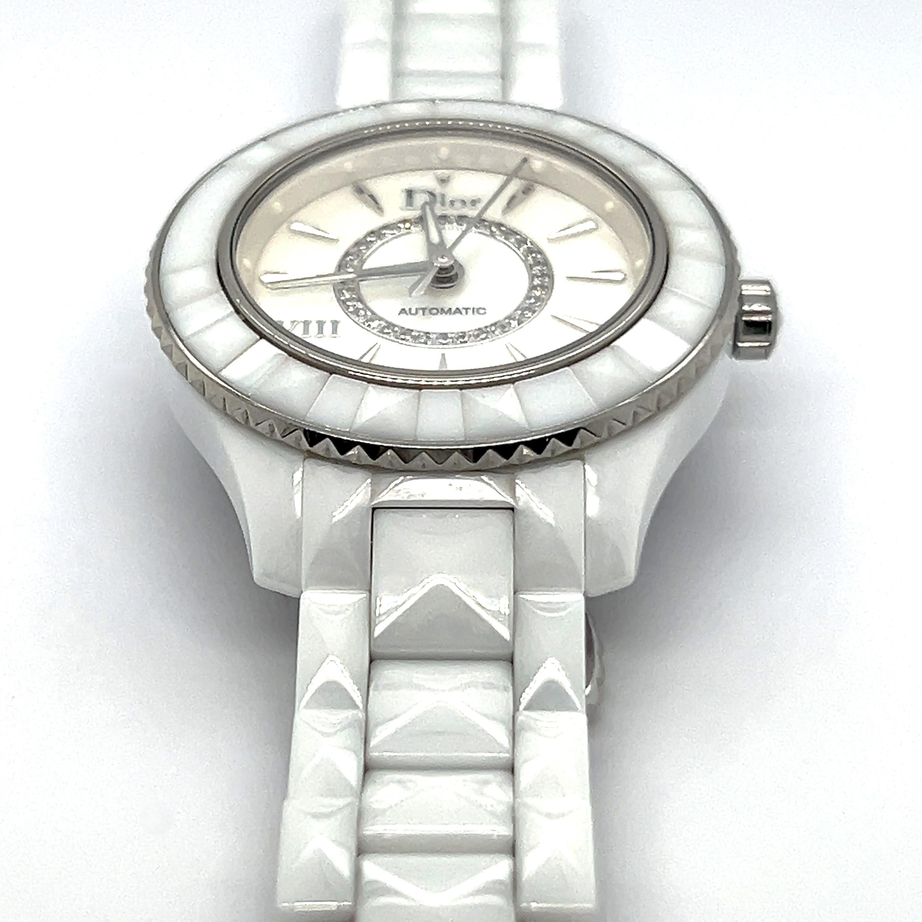 Dior VIII Ceramic Automatic Watch with Diamonds In Excellent Condition For Sale In Lucerne, CH