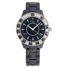 Dior VIII Christal Diamond Ceramic Black Dial Quartz Ladies Watch CD1241E0C001