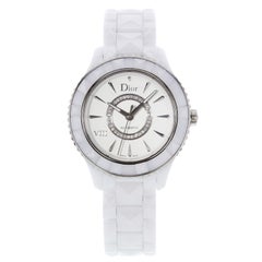 Dior VIII Silver Dial White Ceramic Steel Automatic Ladies Watch CD1245E3C002