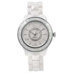 Dior VIII Silver Dial White Ceramic Steel Diamond Automatic Watch CD1245E3C002