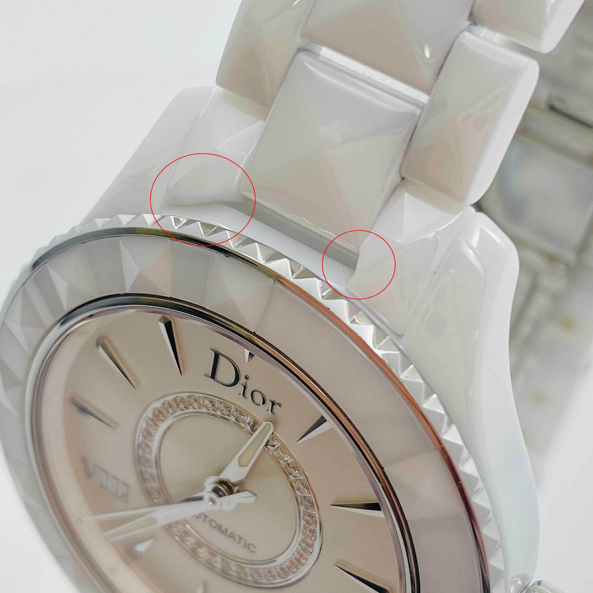 Dior VIII Montre automatique en céramique blanche avec cadran en argent et diamants CD1245E3C002 en vente 1