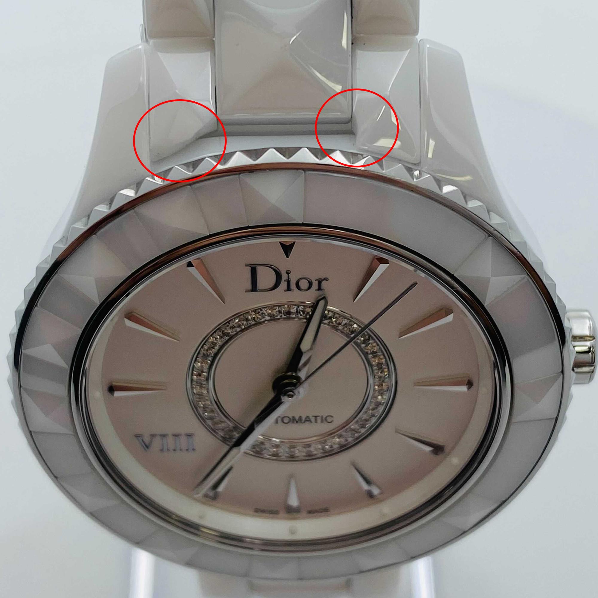Dior VIII White Ceramic Steel Diamond Silver Dial Automatic Watch CD1245E3C002 For Sale 2