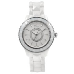 Used Dior VIII White Ceramic Steel Diamond Silver Dial Automatic Watch CD1245E3C002