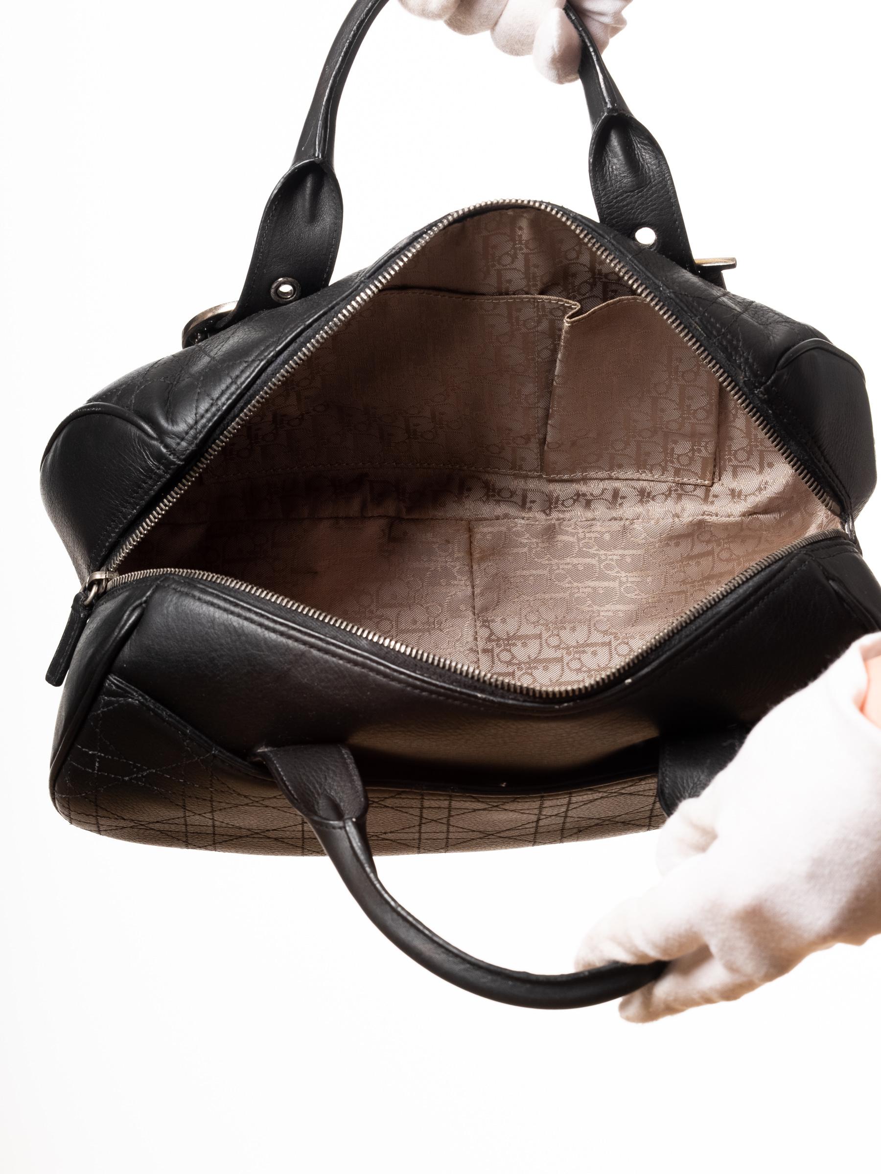 Dior Vintage Black Calfskin Cannage Handbag 2005 2