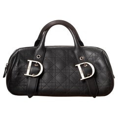 Dior Vintage Black Calfskin Cannage Handbag 2005