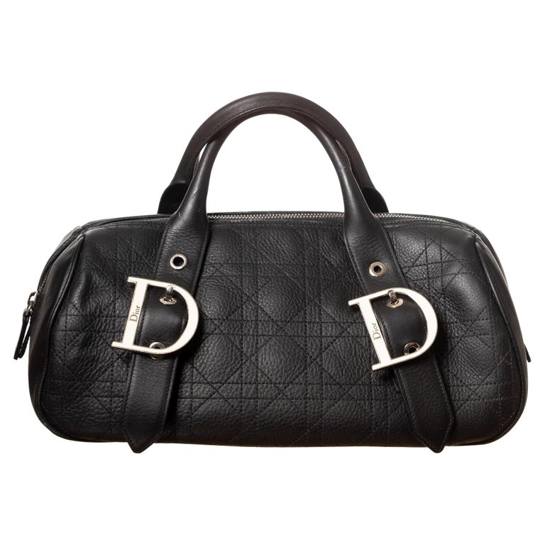 Dior Vintage Black Calfskin Cannage Handbag 2005 at 1stDibs