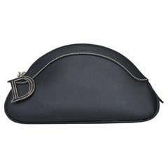 Dior Vintage Black D Charm Makeup Clutch Cosmetic Bag (2005)