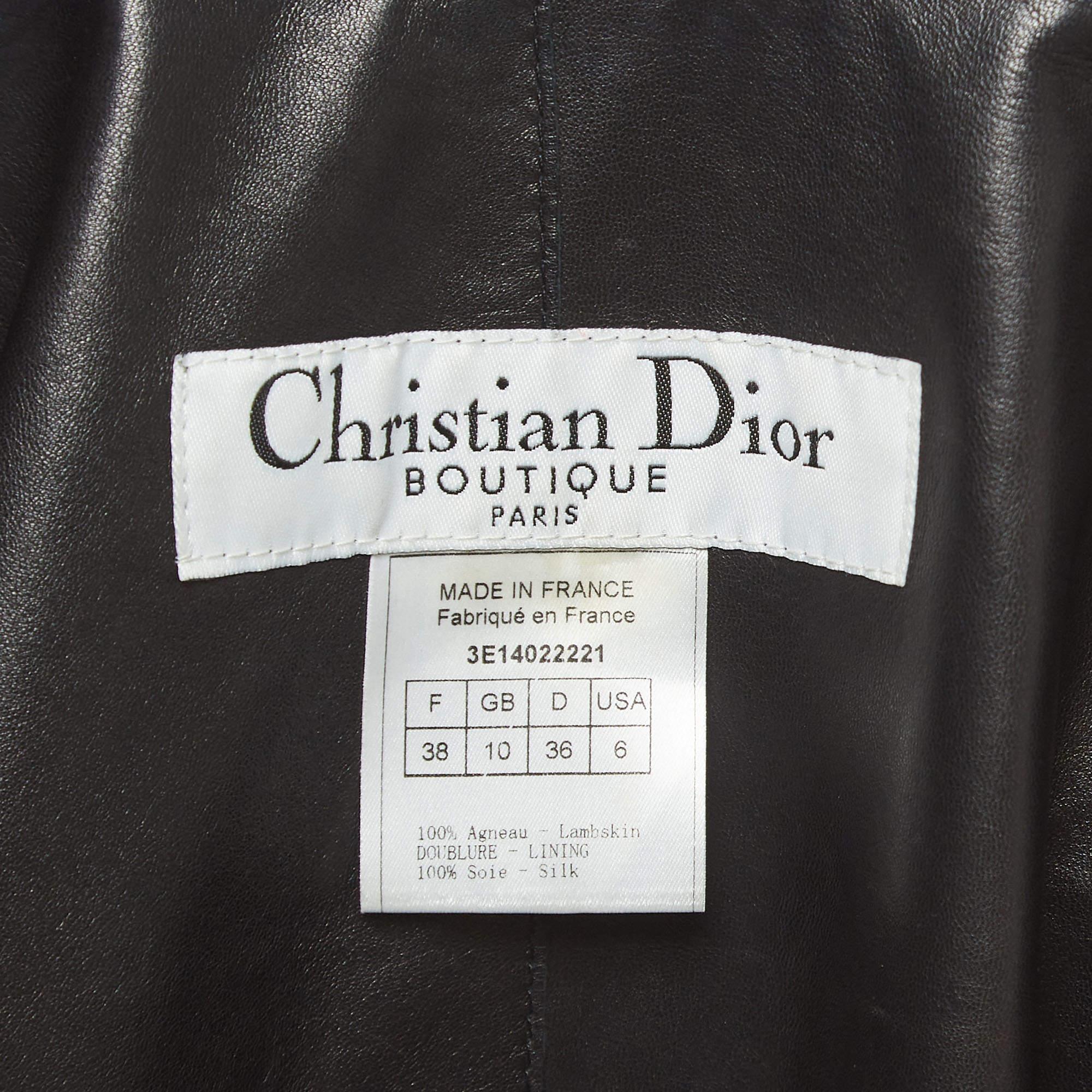 Dior Vintage Black Draped Leather Inside-Out Jacket M In Good Condition In Dubai, Al Qouz 2