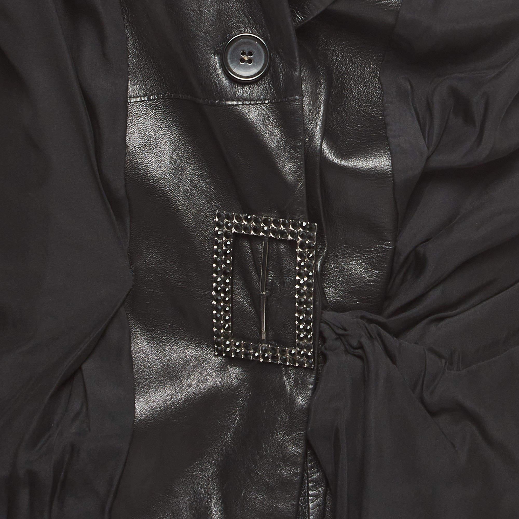 Women's Dior Vintage Black Draped Leather Inside-Out Jacket M