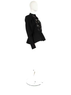 Dior Vintage Black Floral Embellish Peplum Jacket Size XXXL