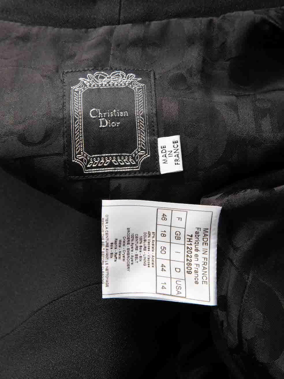 Dior Vintage Black Floral Embellish Peplum Jacket Size XXXL For Sale 1