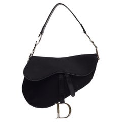 Dior Used Black Nylon Saddle Bag