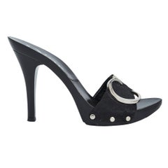 Dior Vintage Black Studded Logo Charm Street Chic Open Toe Sandal Heels (US 5.5)