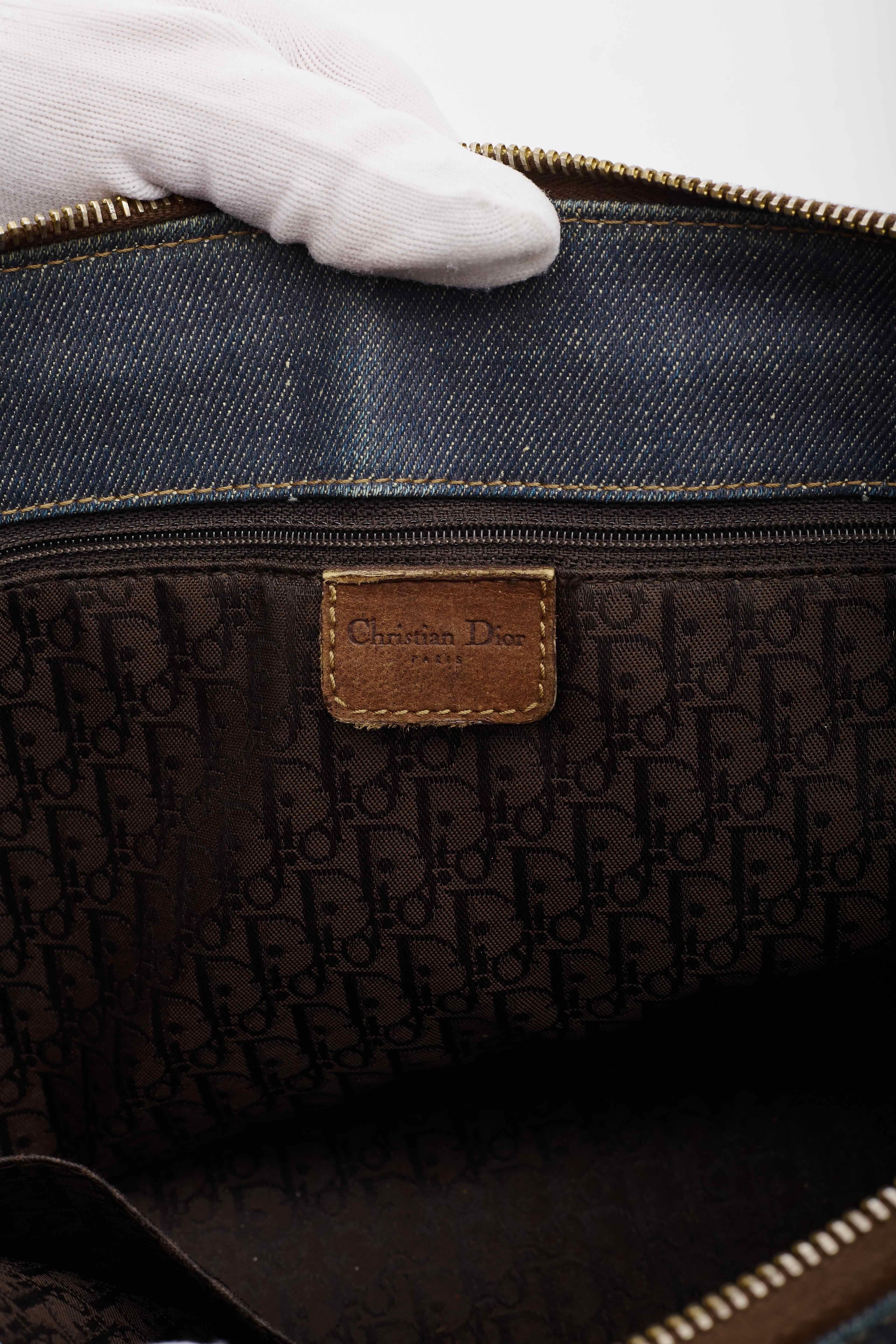 Dior Vintage Blue Aged Denim Calfskin Street Chic Shoulder Bag For Sale 4