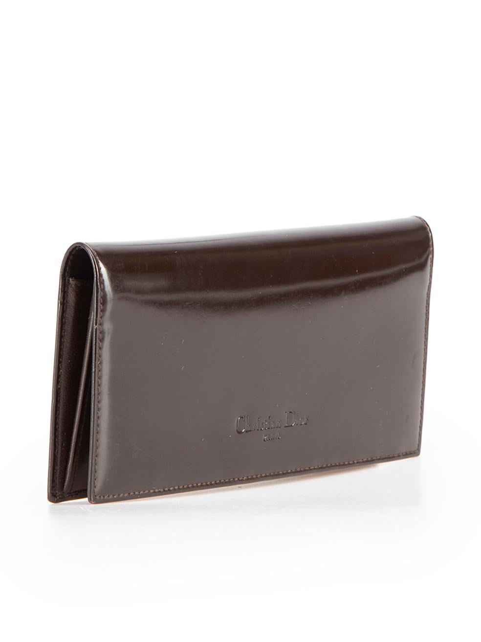 Dior Vintage Brown Patent Continental Wallet In Excellent Condition In London, GB