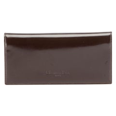 Dior Vintage Brown Patent Continental Wallet