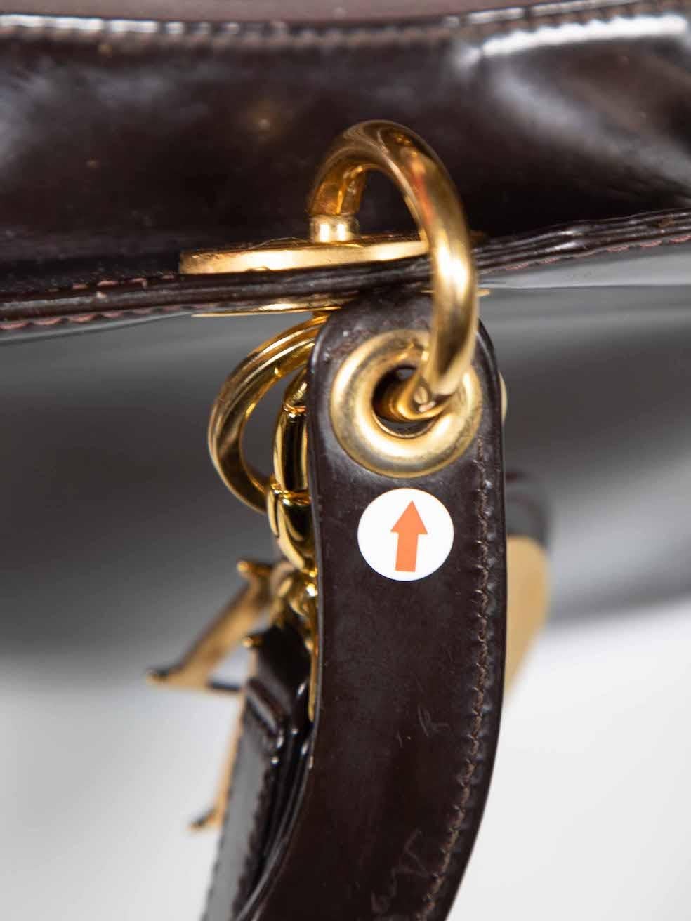 Dior Vintage Brown Patent Leather Medium Lady Dior Bag 3