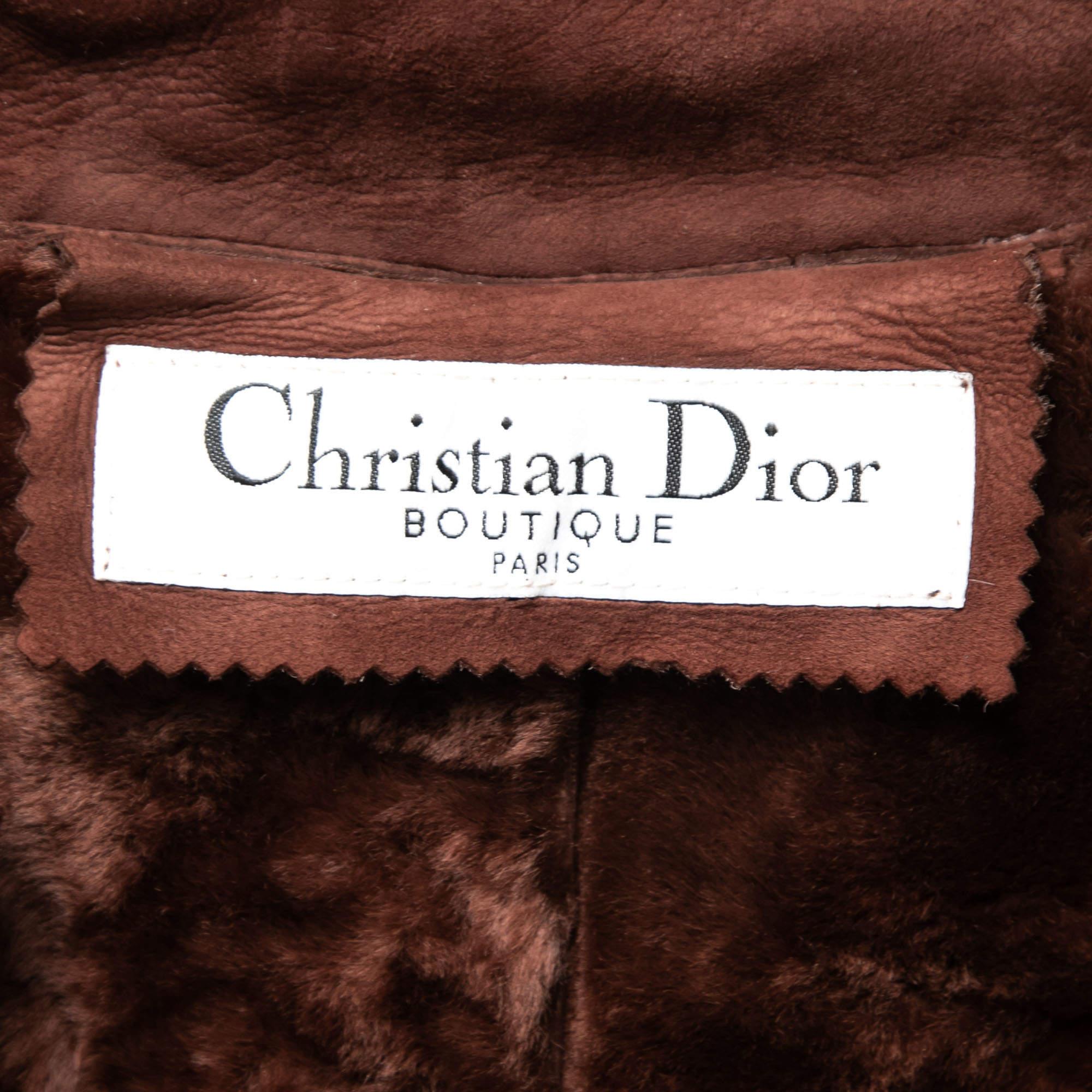 Dior Vintage Brown Suede Belted Coat L In Good Condition In Dubai, Al Qouz 2