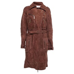 Dior Vintage Brown Suede Belted Coat L