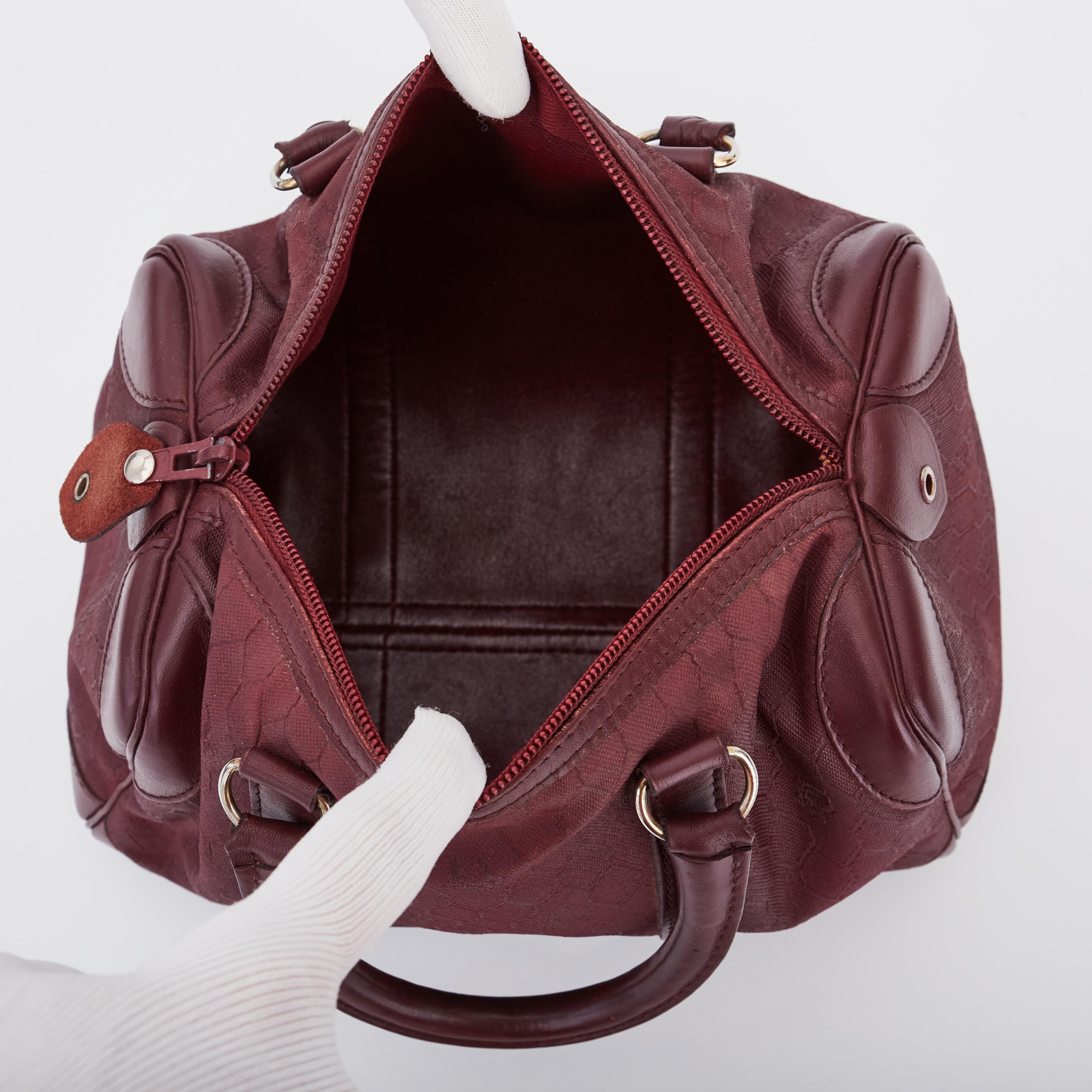 Dior Vintage Burgundy Boston Bowler Bag In Good Condition For Sale In Montreal, Quebec