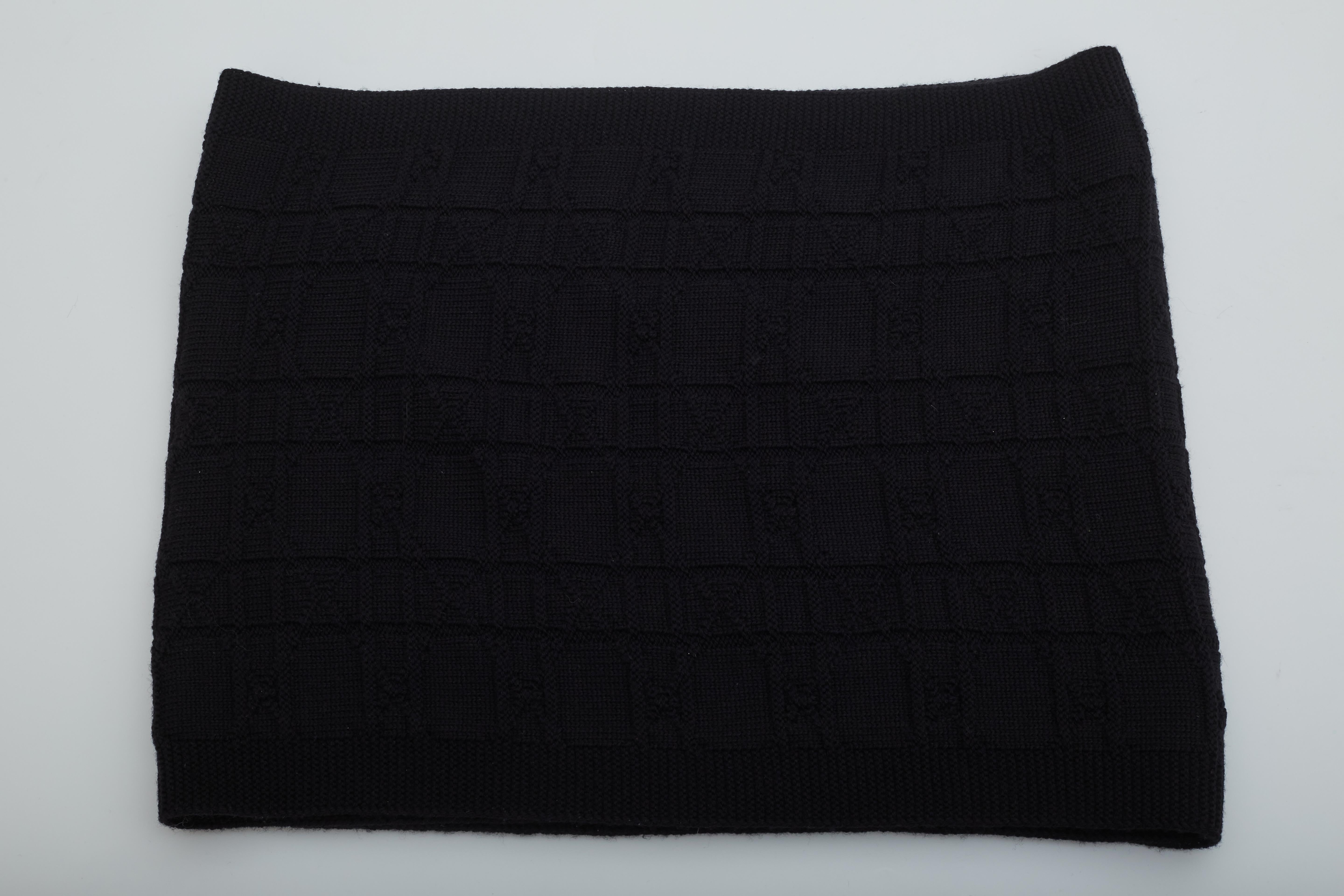 Noir Dior Vintage Cannage - Écharpe en laine noire (comme neuve) en vente