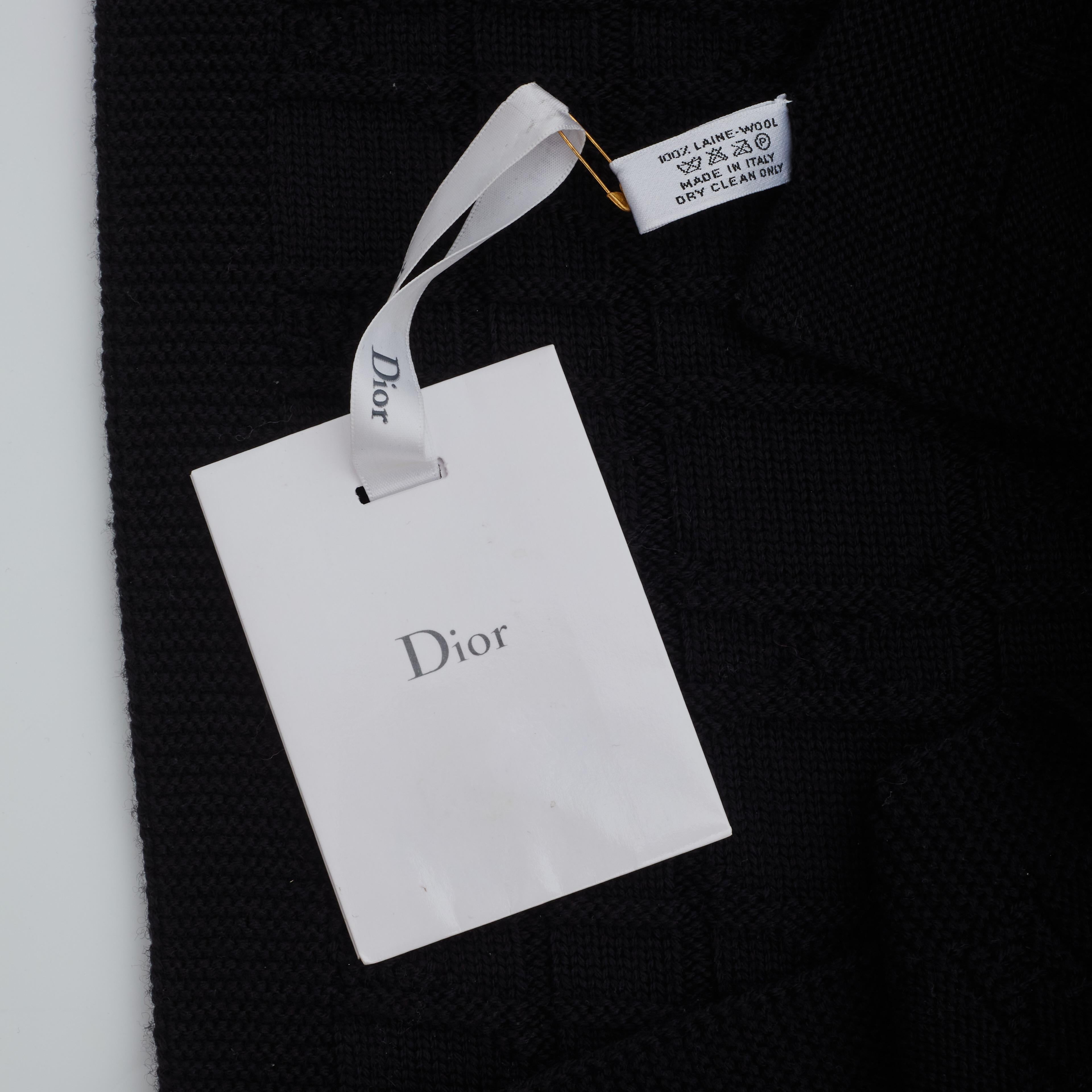 Dior Vintage Cannage - Écharpe en laine noire (comme neuve) Unisexe en vente