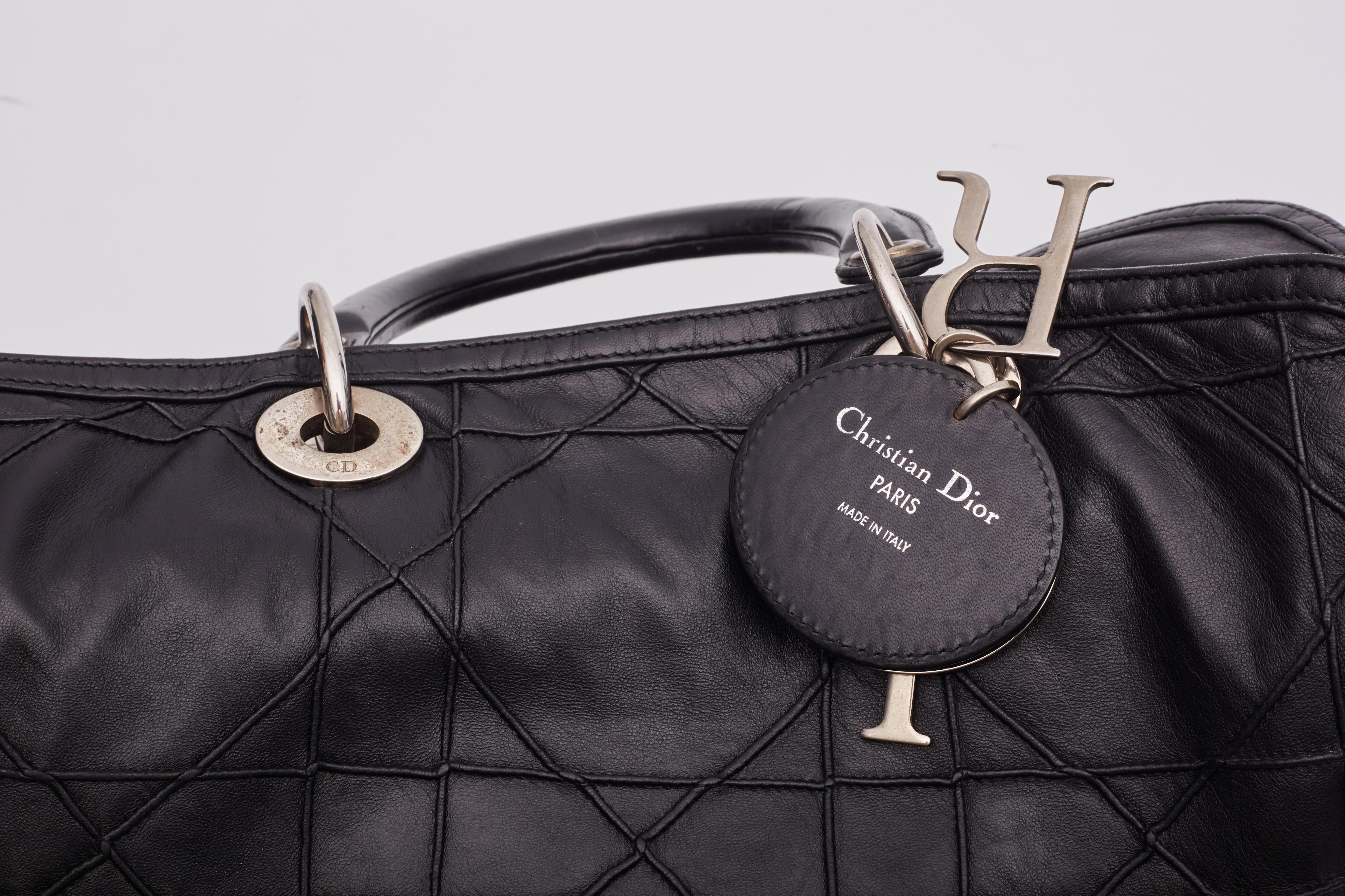 Borsa Dior Vintage Cannage in pelle nera Granville Grande in vendita 8
