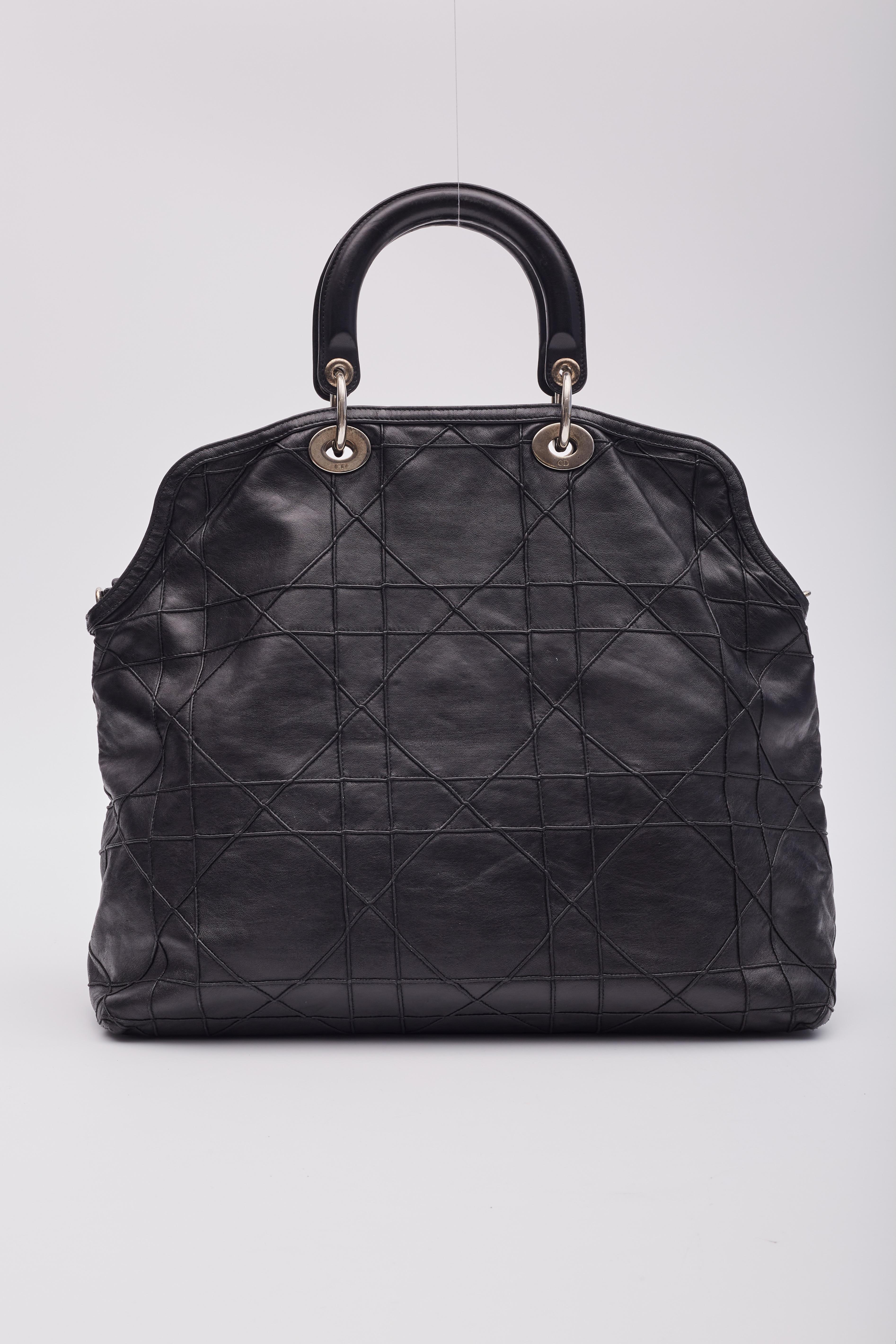Borsa Dior Vintage Cannage in pelle nera Granville Grande in vendita 1
