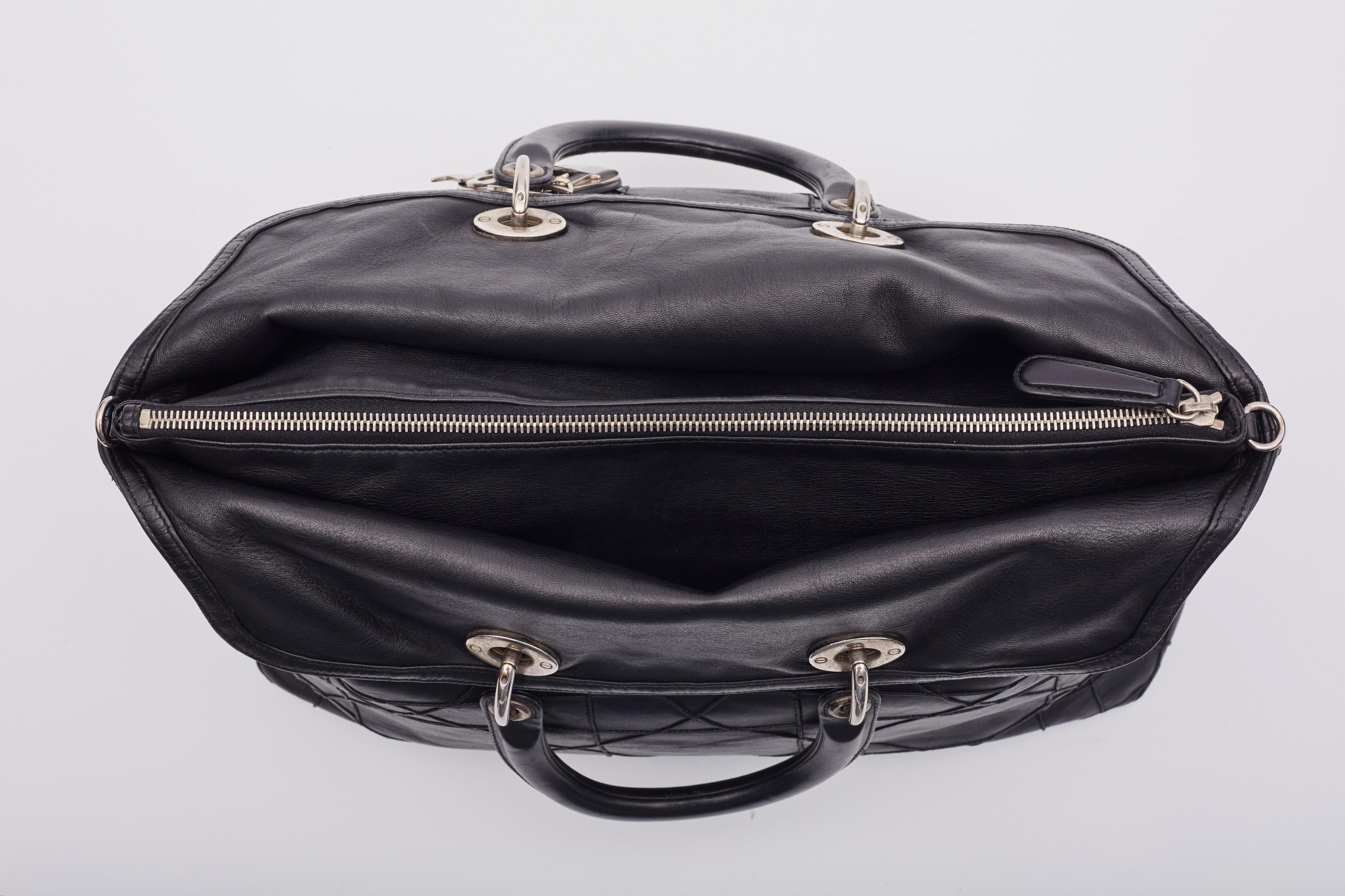 Borsa Dior Vintage Cannage in pelle nera Granville Grande in vendita 3