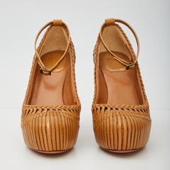 Dior Vintage Caramel Ostrich Skin Basketweave Heel (EU 36)