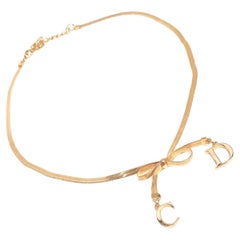 Dior Vintage CD Bow Gold Collar Necklace