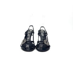 Dior Vintage CD Logo Embellished Patent Leather Slingback Sandals 36