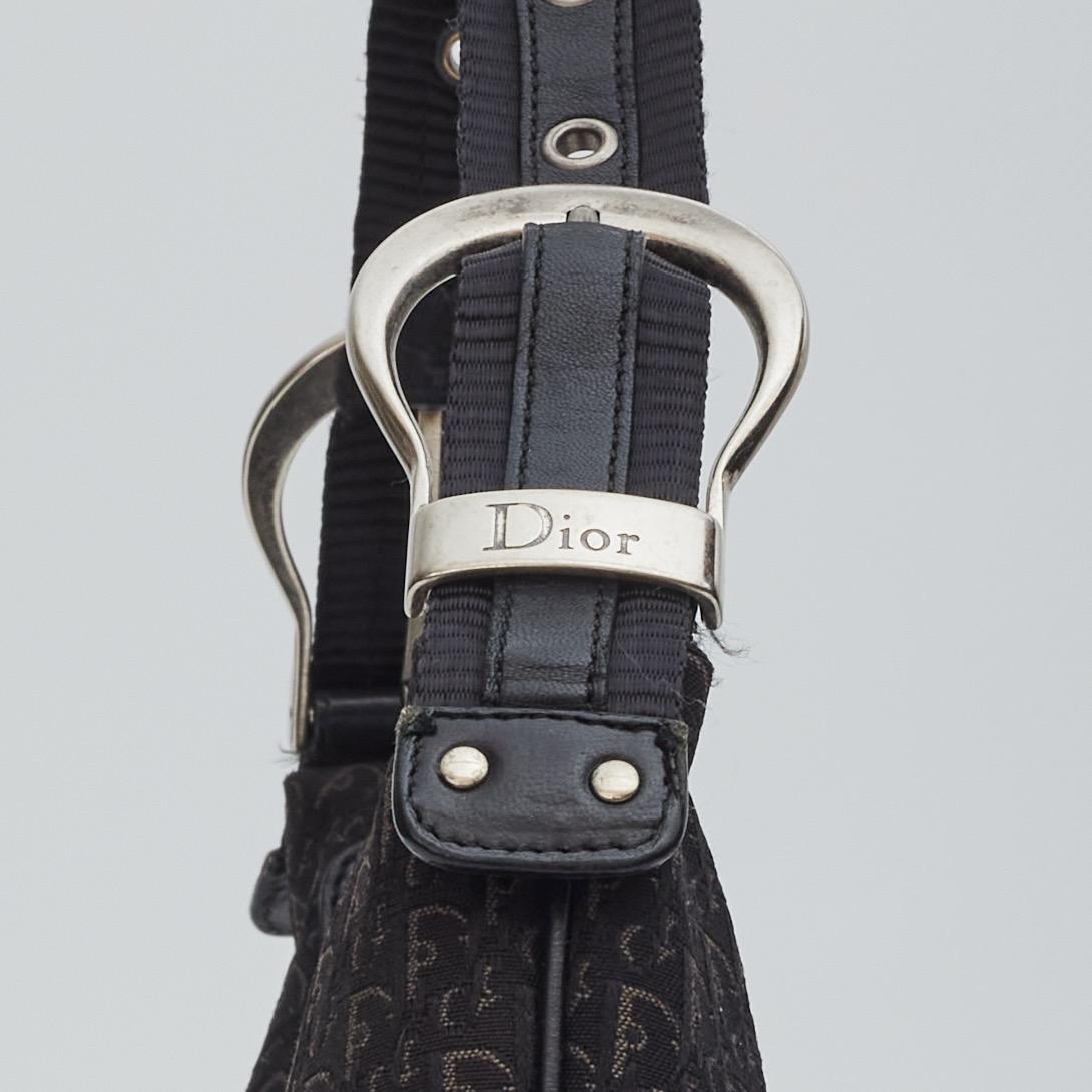 Dior Vintage Croissant Black Oblique Shoulder Bag (2007) Large In Good Condition In Montreal, Quebec