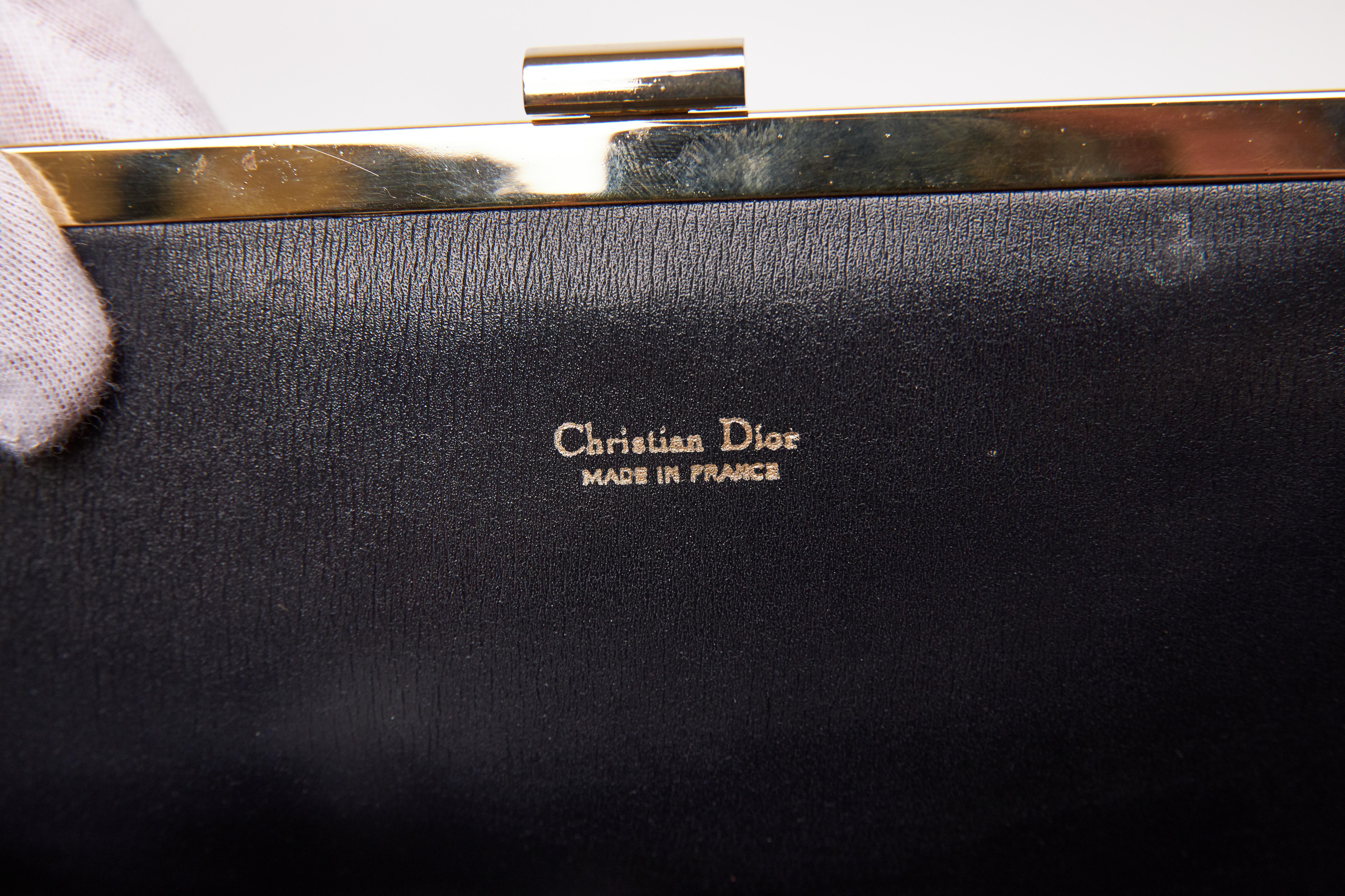 Dior Vintage Denim Navy Trotter Clutch en vente 2