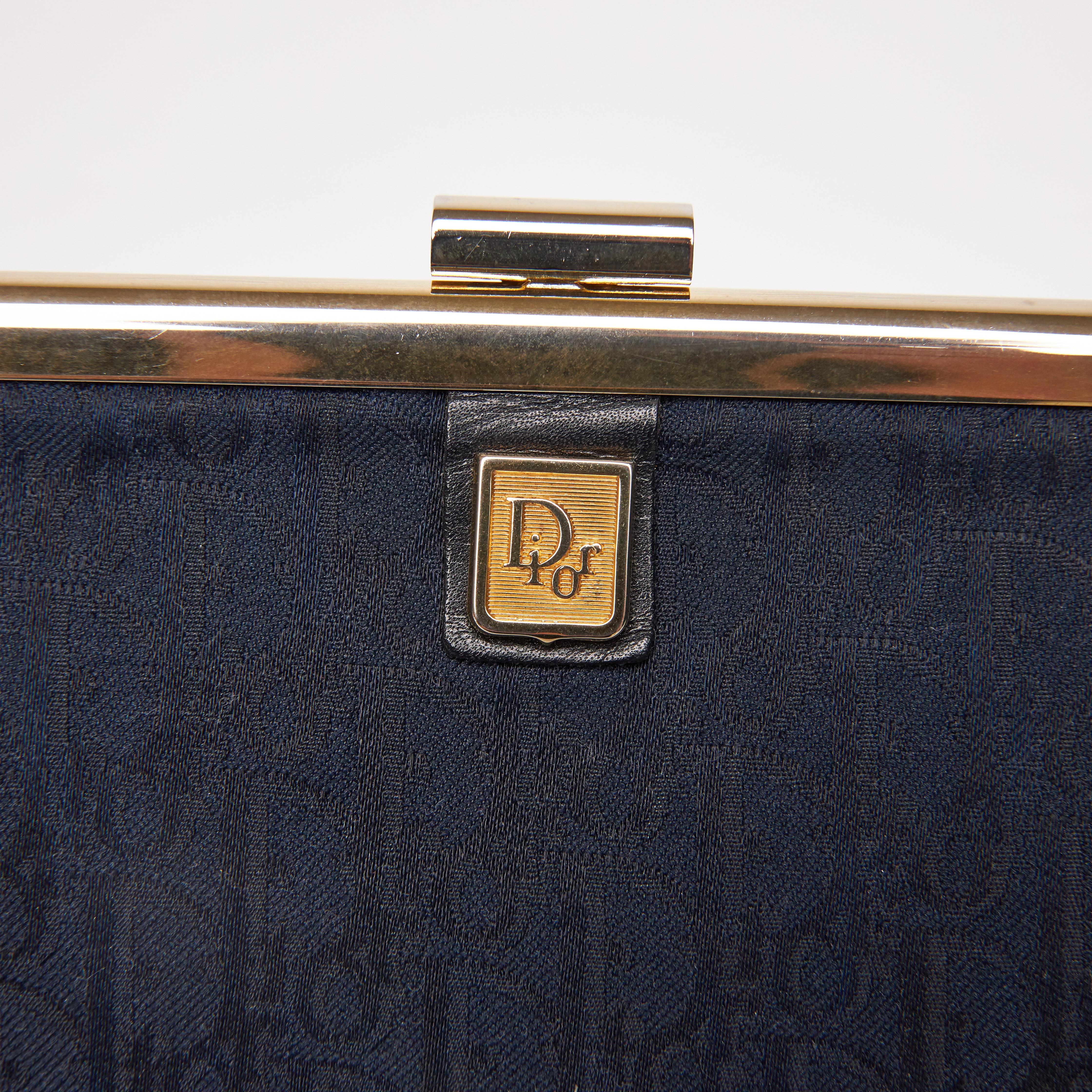 Dior Vintage Denim Navy Trotter Clutch en vente 3