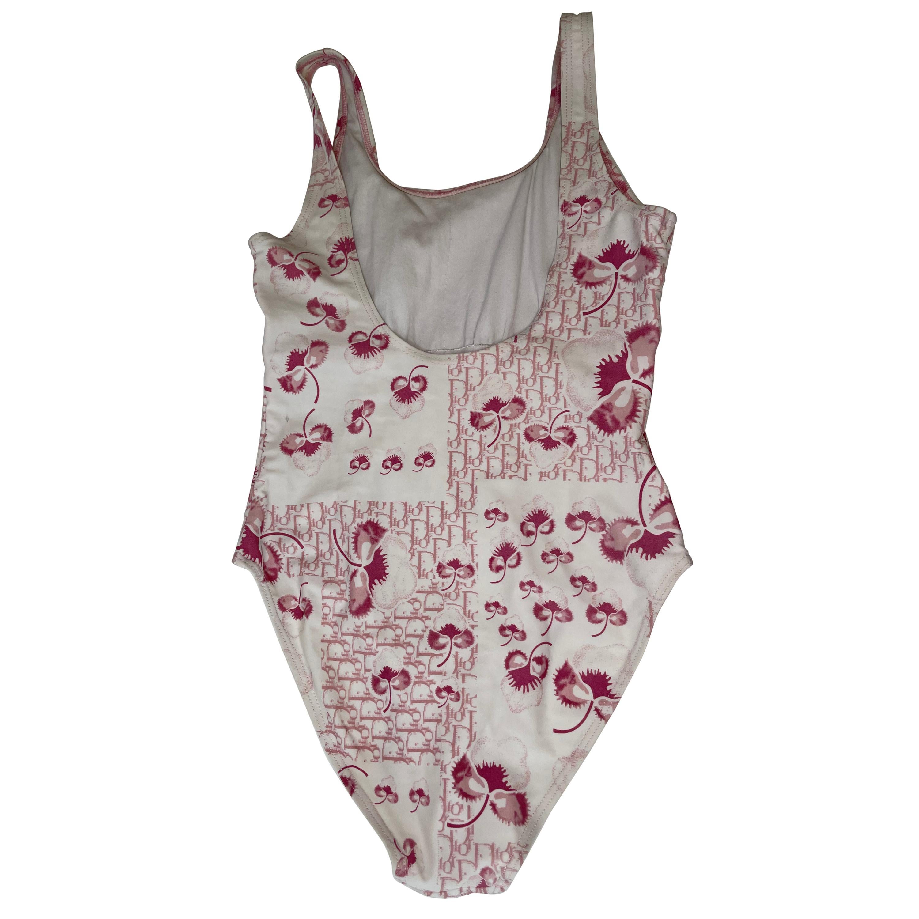  Dior Vintage Diorissimo Bathing Suit Pink One Piece XL