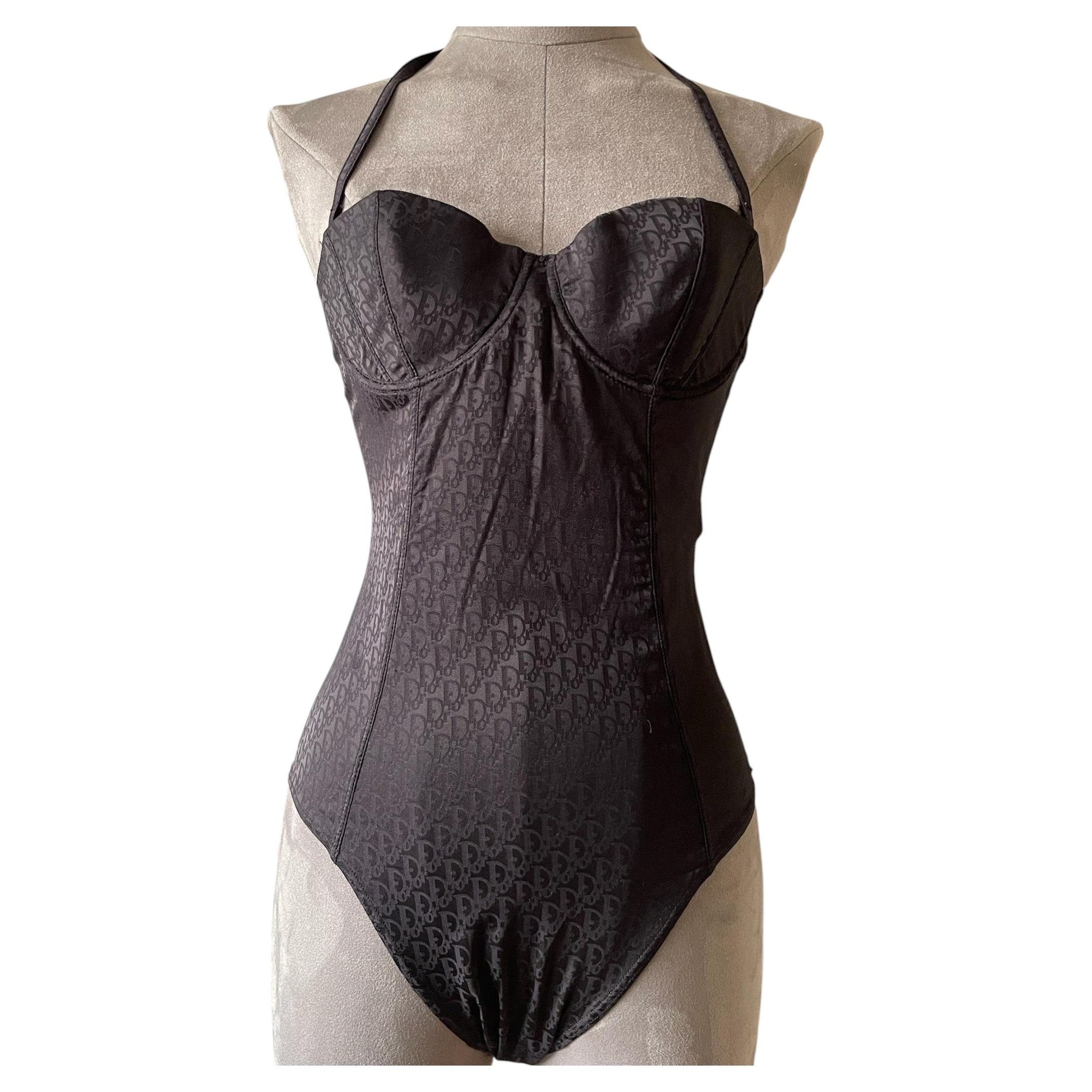 Dior  – Vintage Diorissimo Oblique Monogram One-Piece Swimsuit / Bodysuit