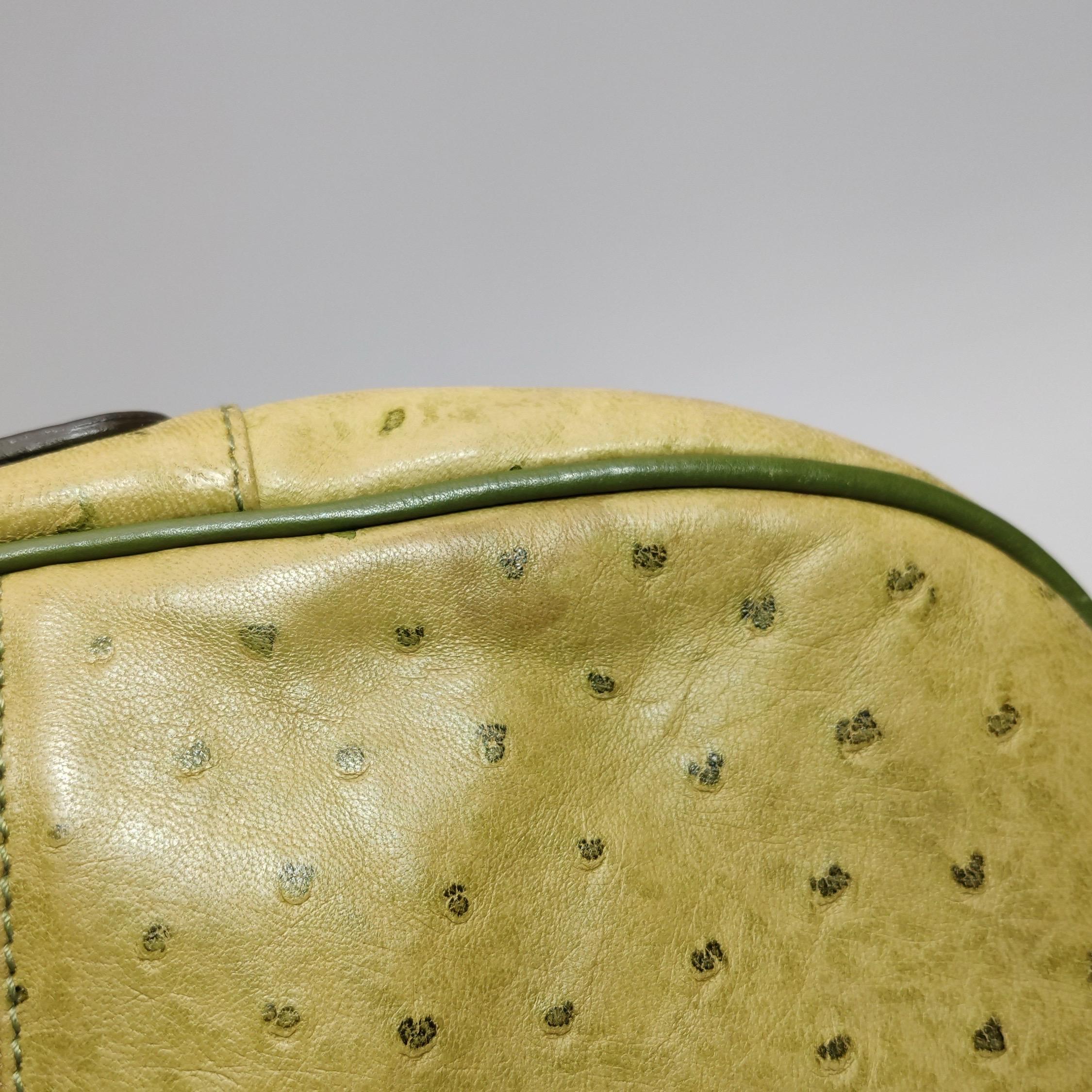 Dior Vintage Double Saddle Green Leather Gold Hardware For Sale 9
