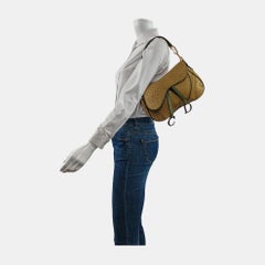 Dior Vintage Double Saddle Green Leather Gold Hardware