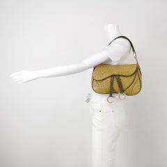 Dior Vintage Double Saddle Green Leather Gold Hardware