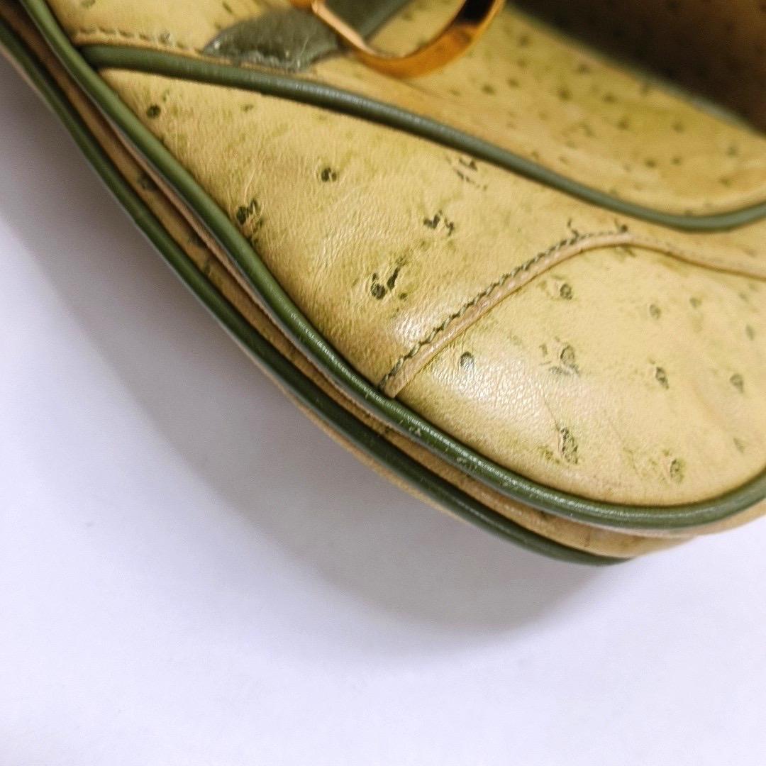 Dior Vintage Doppelter Sattel Grünes Leder Goldbeschläge im Angebot 3