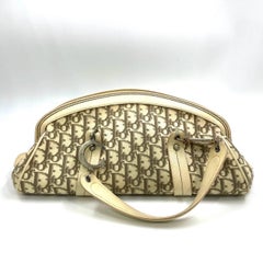 Dior Vintage Embroidered Diorissimo Bowler Bag Top White Monogram