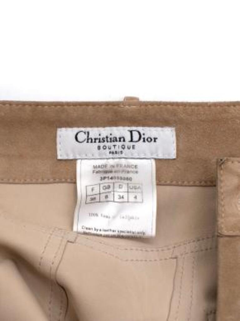 Dior vintage Galliano camel suede strappy buckle mini skirt For Sale 5